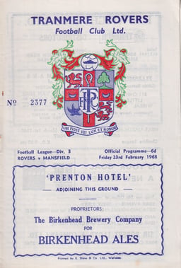 Tranmere Rovers v Mansfield Town Match Programme 1968-02-23